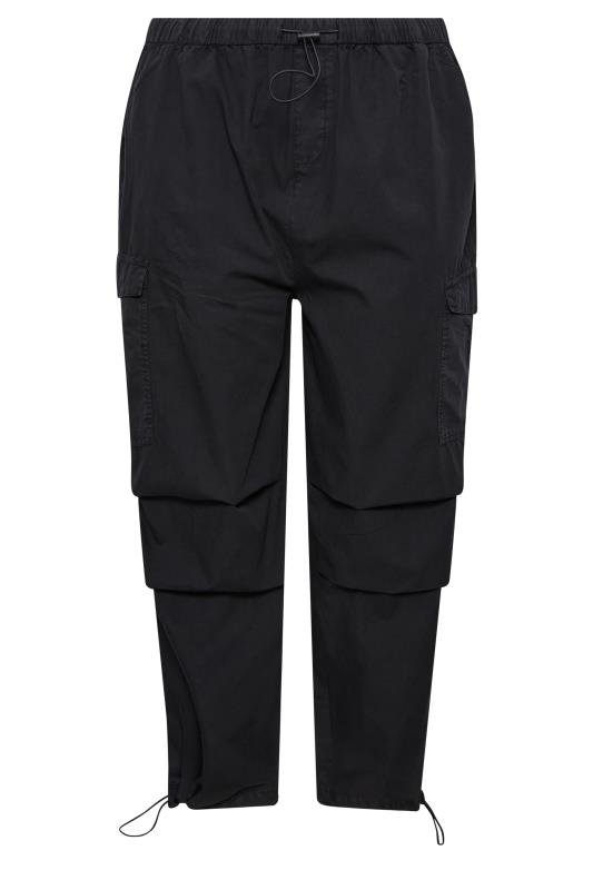 YOURS Curve Plus Size Black Cargo Parachute Trousers | Yours Clothing  5