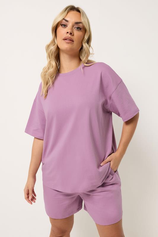  YOURS CONJUNTO de sudadera y pantalones cortos en morado