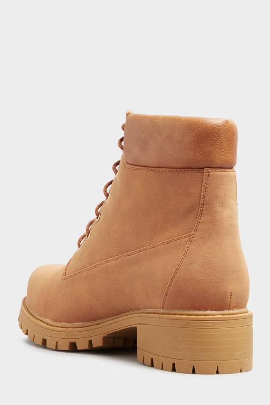 Tan Brown Chunky Lace Up Boots In Wide E Fit_D.jpg