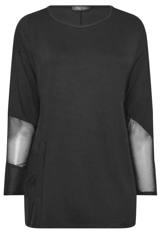 YOURS Curve Black Mesh Long Sleeve Top | Yours Clothing 5