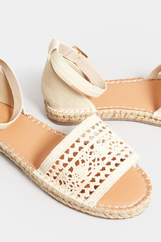 LTS Cream Espadrille Sandals In Standard Fit | Long Tall Sally 5