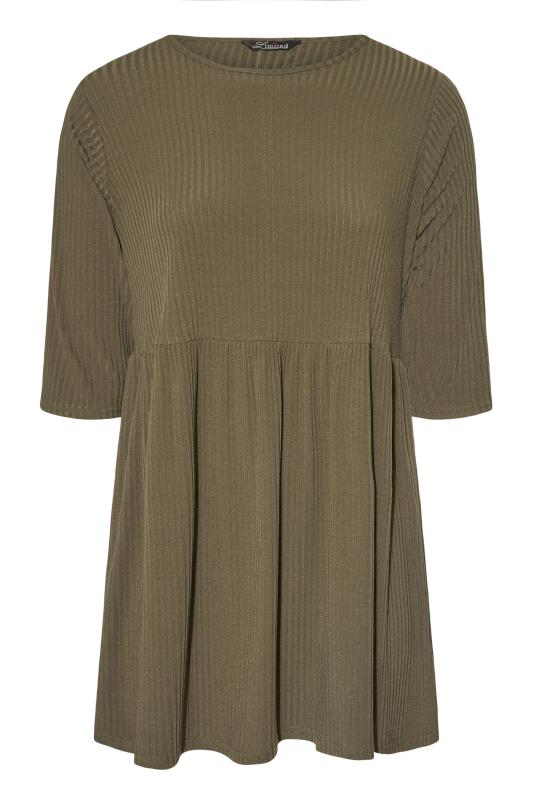 LIMITED COLLECTION Khaki Ribbed Smock Top_F.jpg