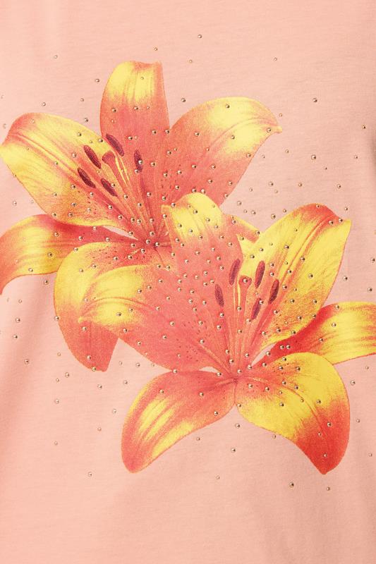 YOURS Plus Size Orange Flower Graphic T-Shirt | Yours Clothing 4