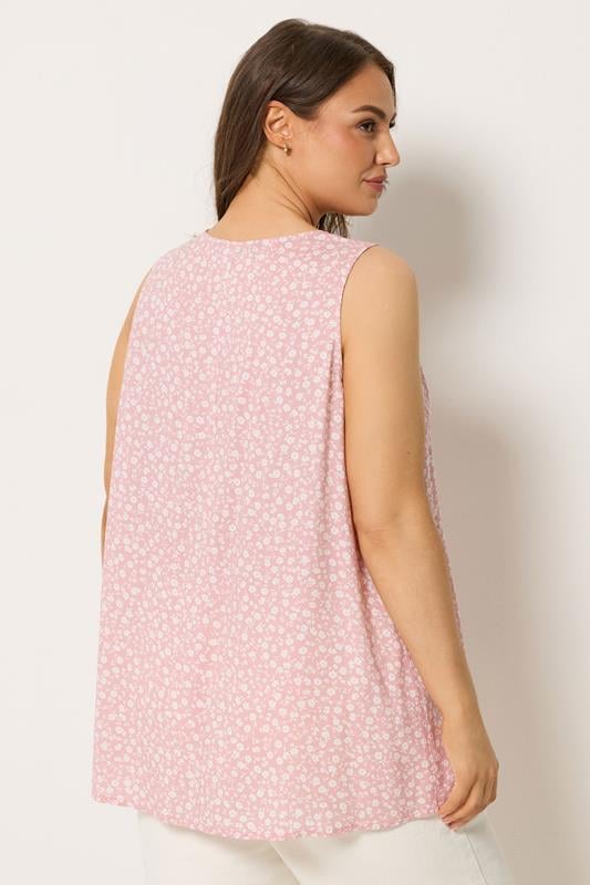 YOURS Plus Size Pink Ditsy Floral Vest Top | Yours Clothing 2