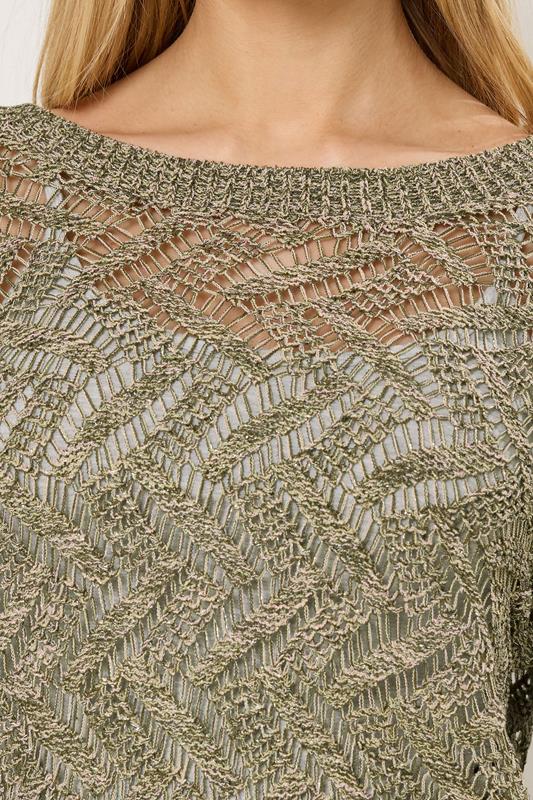 M&Co Khaki Green Open Stitch Knitted Jumper | M&Co 4