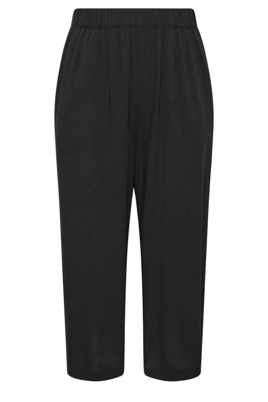 YOURS Plus Size Black Wide Leg Cropped Trousers | Yours Clothing 5