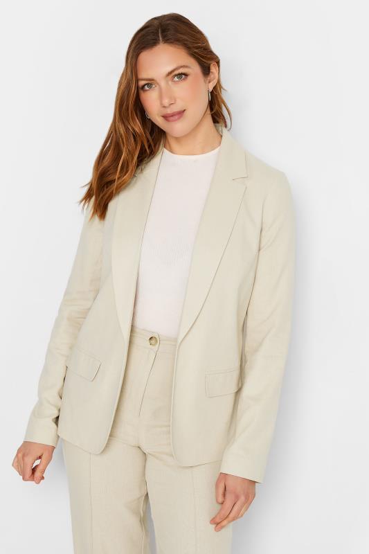 LTS Tall Stone Brown Linen Look Blazer Jacket | Long Tall Sally 1