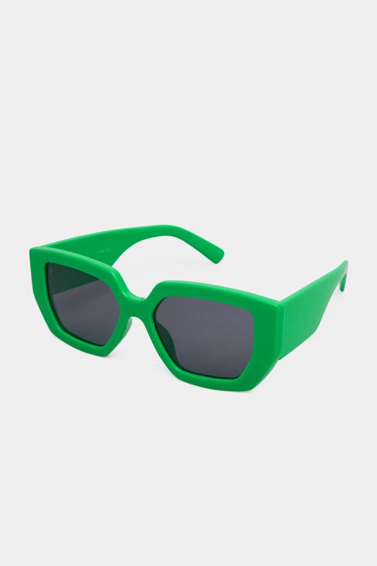 Bright Green Frame Oversized Sunglasses | Yours Clothing  2