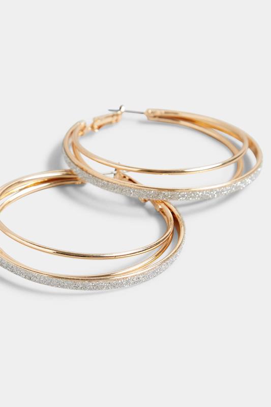 Gold Glitter Hoop Earrings | Yours Clothing 3