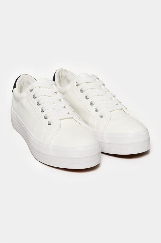 White Studded Detail Trainers In Wide E Fit | Yours Clothing 2
