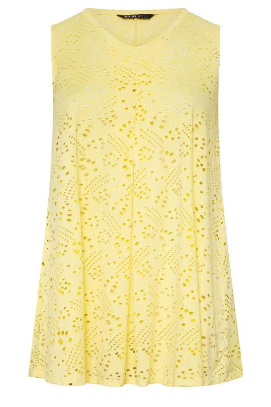 YOURS Curve Yellow Broderie Swing Vest Top | Yours Clothing 6