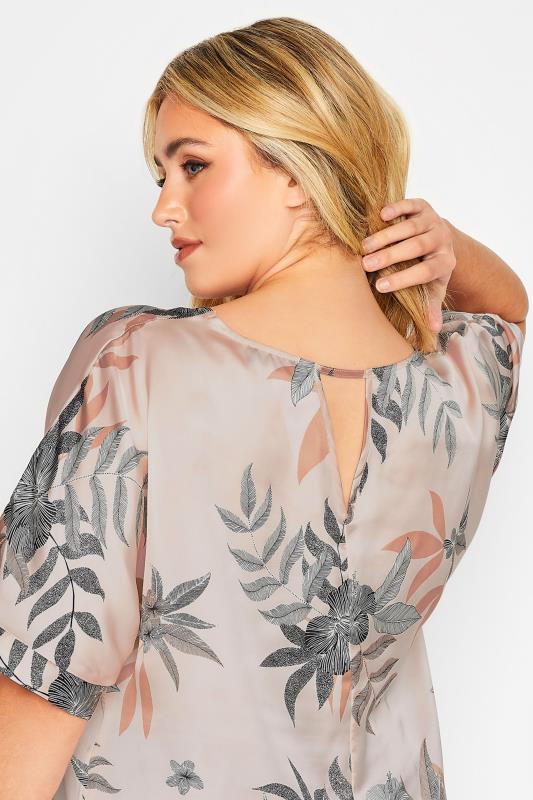 YOURS Plus Size Pink Floral Print Keyhole Back Blouse | Yours Clothing 4