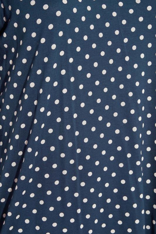 Plus Size Navy Blue Polka Dot Frill Top | Yours Clothing 5