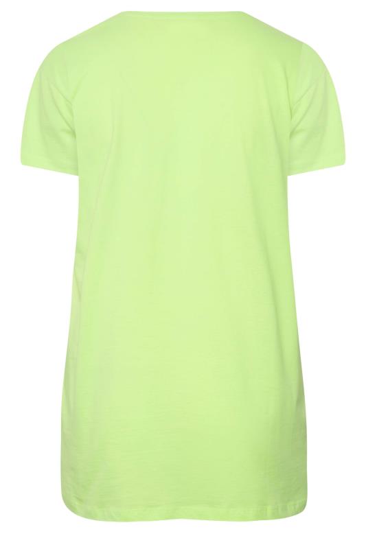 YOURS Plus Size Lime Green Floral Mesh Panel T-Shirt | Yours Clothing 7