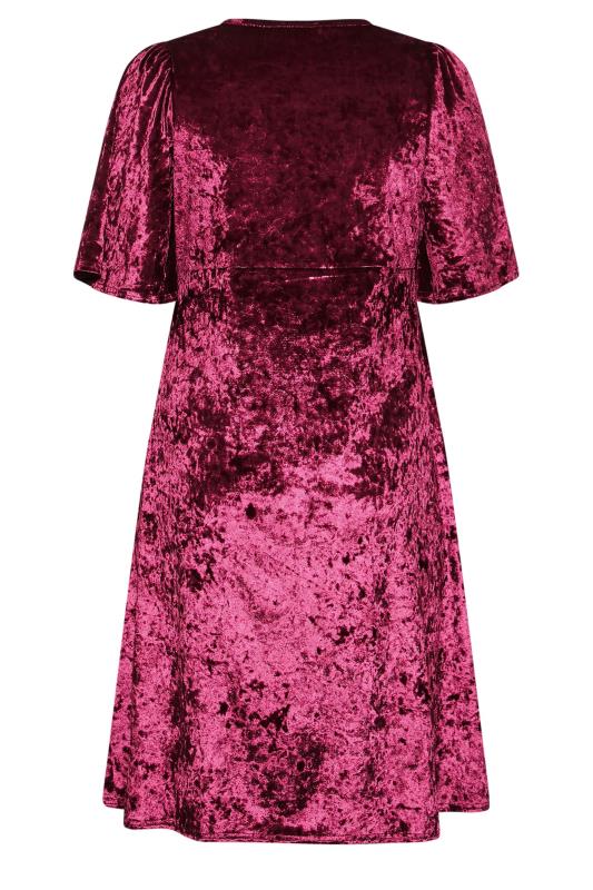 BUMP IT UP MATERNITY Plus Size Dark Pink Velvet Midi Wrap Dress | Yours Clothing 7