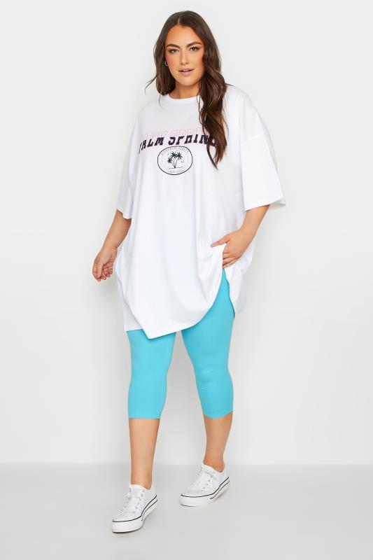 YOURS Plus Size Light Blue Cropped Leggings | Yours Clothing 2