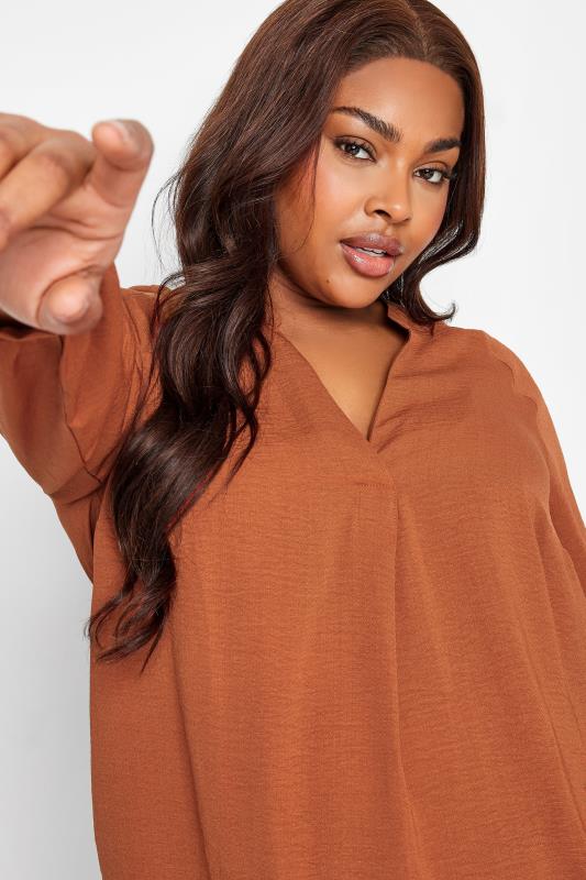 YOURS Curve Plus Size Rust Orange Textured Tunic Shirt | Yours Clothing  5
