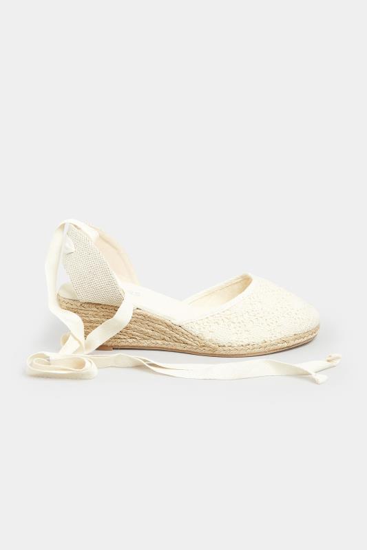 White Crochet Lace Up Espadrille Wedges In Wide E Fit & Extra Wide EEE Fit | Yours Clothing 3