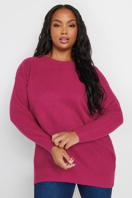 YOURS Plus Size Essential Pink Knitted Jumper Yours Clothing