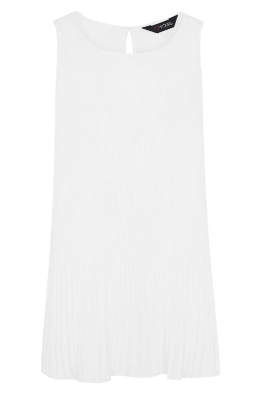 YOURS LONDON White Sunray Pleat Vest Top | Yours Clothing