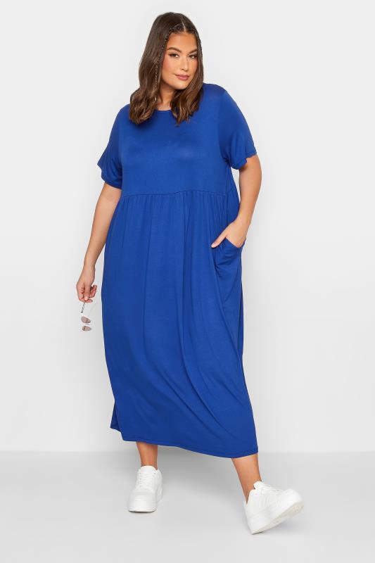 LIMITED COLLECTION Plus Size Blue Pocket Maxi Dress | Yours Clothing 1