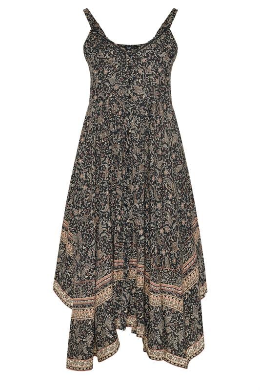 YOURS Curve Black Paisley Hanky Hem Dress 6
