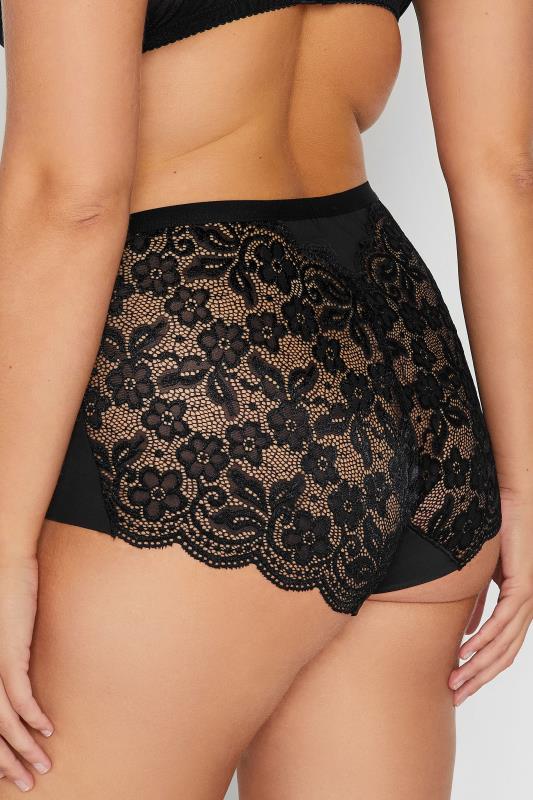 Plus Size 3 PACK Black Lace Full Briefs | Yours Clothing  3