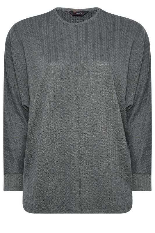 YOURS Plus Size Grey Jacquard Ribbed Top | Yours Clothing 6