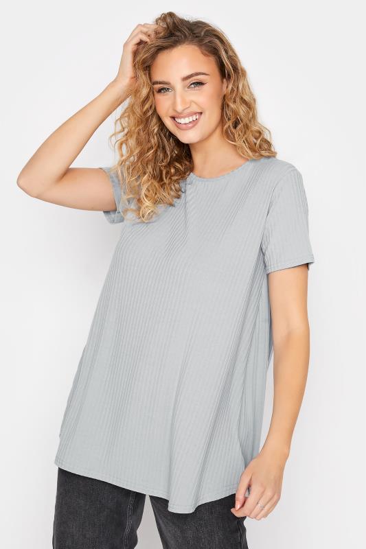 Tall  LTS Tall Baby Blue Ribbed Swing Top