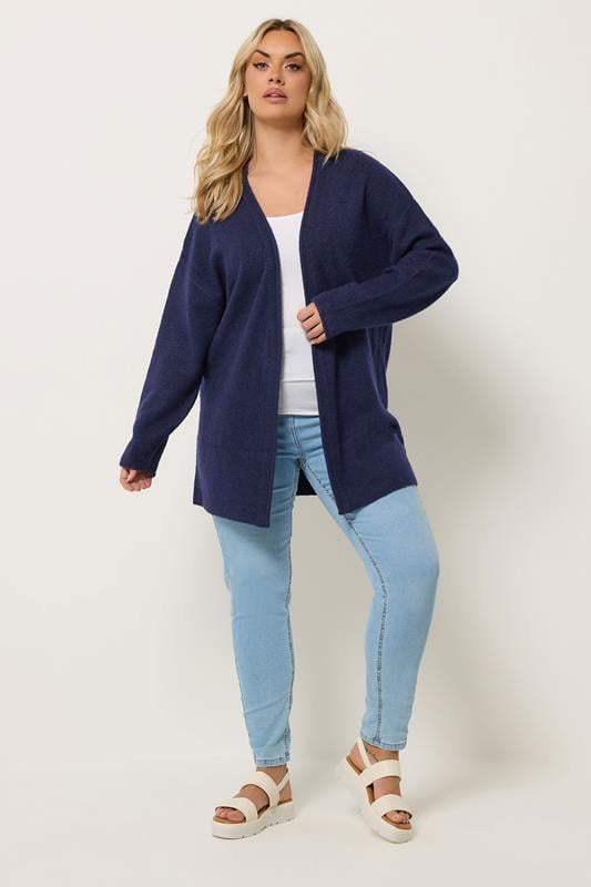 YOURS Plus Size Navy Blue Soft Touch Knitted Cardigan | Yours Clothing 1