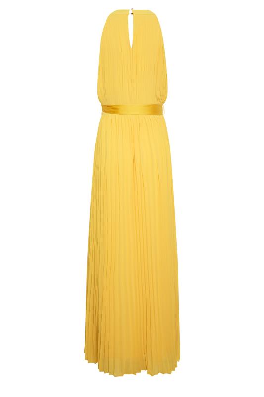LTS Tall Women's Yellow Pleated Halter Neck Maxi Dress | Long Tall Sally 2
