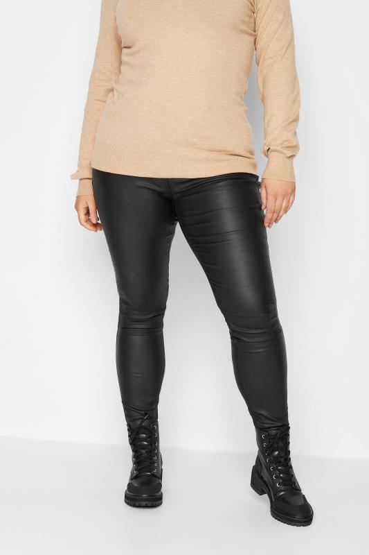  Grande Taille LTS Tall Black AVA Coated Stretch Skinny Jeans