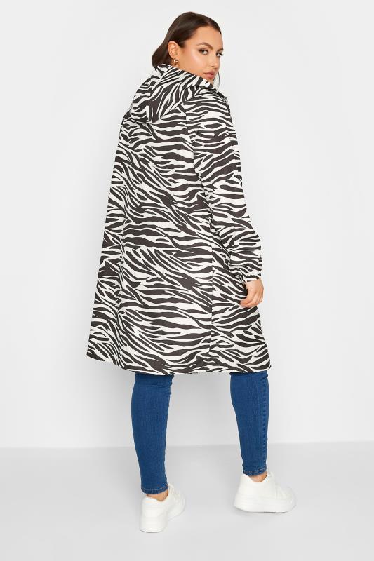YOURS LUXURY Plus Size Black & White Zebra Print Longline Raincoat | Yours Clothing 3