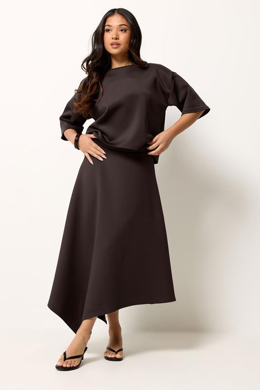  PixieGirl Petite chocoladebruine asymmetrische zoom midi-rok 