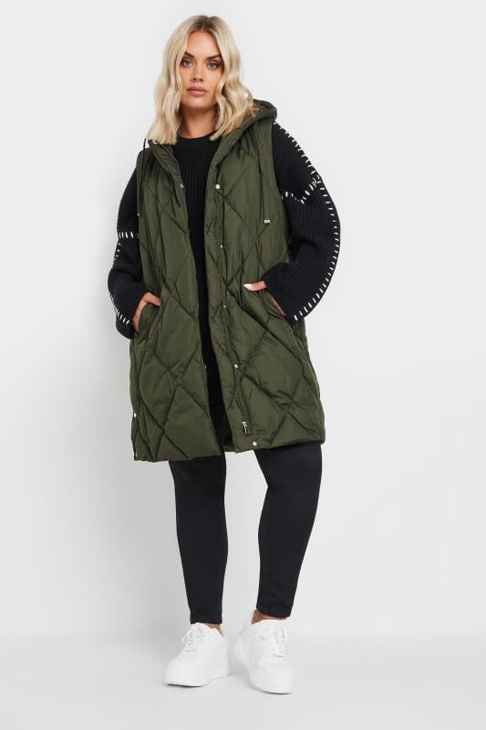 YOURS Plus Size Khaki Green Quilted Gilet | Yours Clothing 1