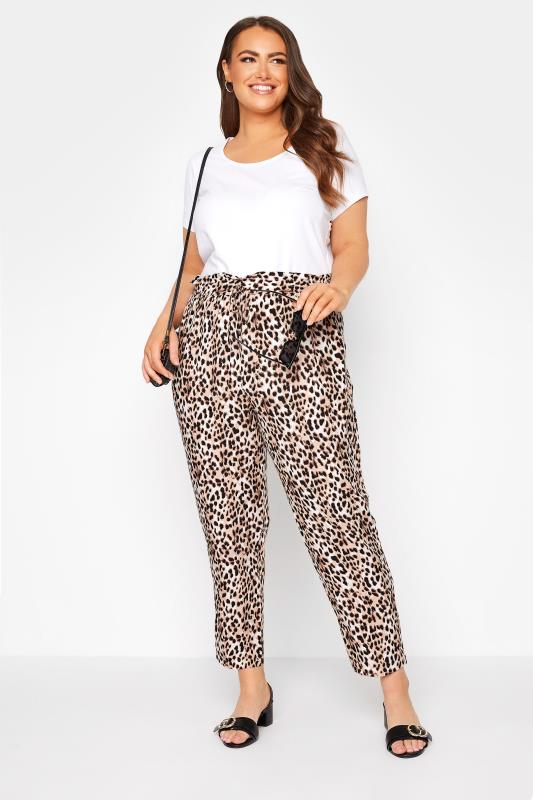 YOURS LONDON Curve Black Leopard Print Tapered Harem Trousers 2