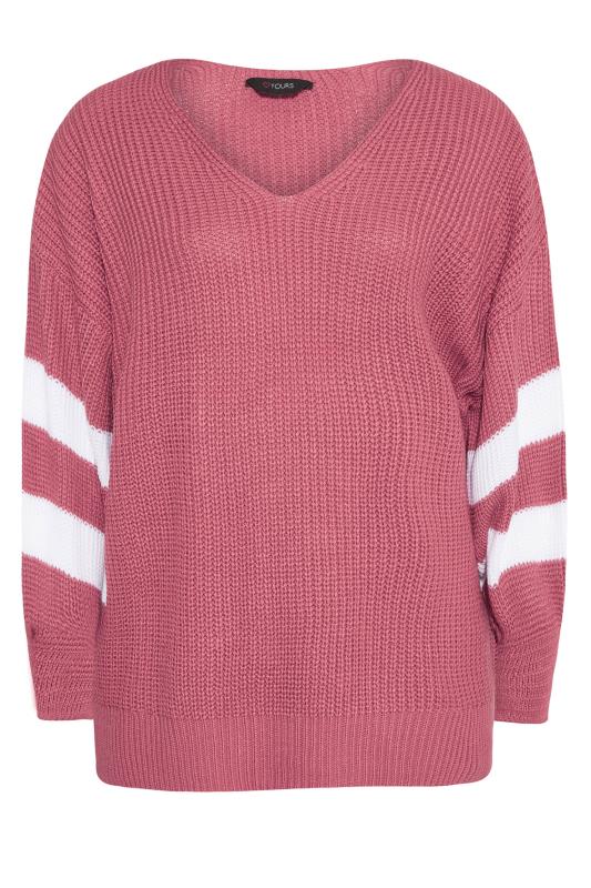 Pink Varsity Stripe Knitted Jumper_F.jpg
