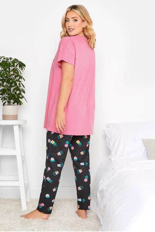 YOURS Plus Size Pink 'You Grow Girl' Tapered Pyjama Set | Yours Clothing 2