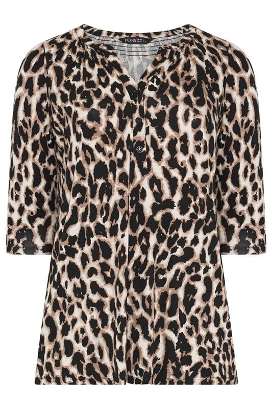 EVANS Plus Size Brown Animal Print Jersey Top | Evans  5