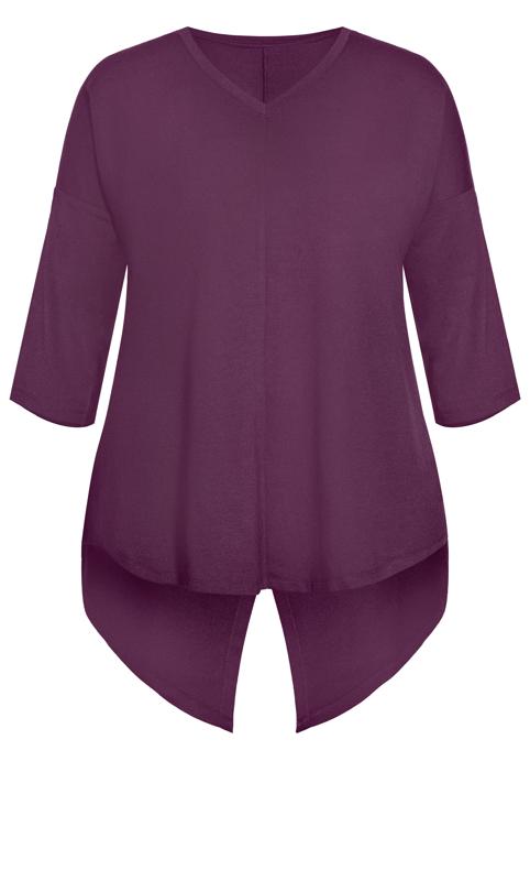 Evans Purple V-Neck Swing Long Sleeve T-Shirt 6