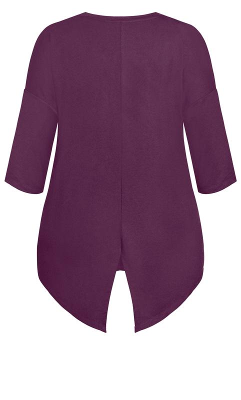 Evans Purple V-Neck Swing Long Sleeve T-Shirt 7