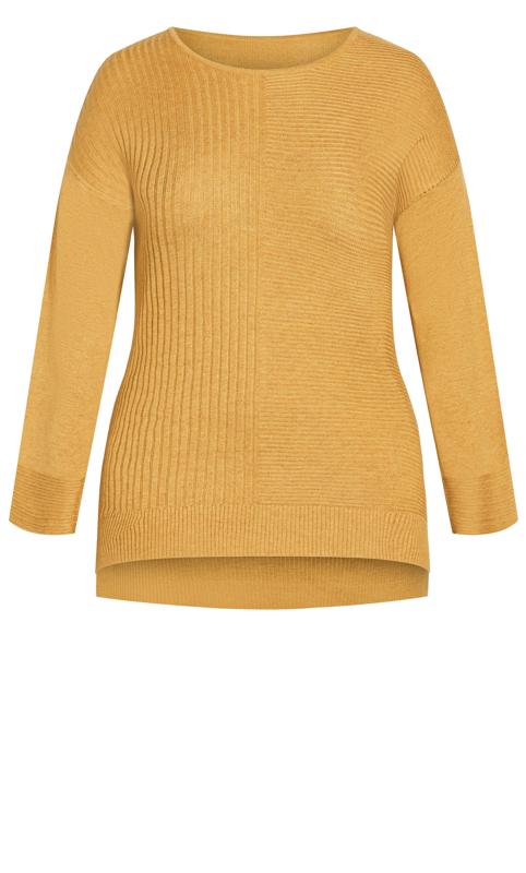 Evans Yellow Contrast Stitch Knitted Jumper 6