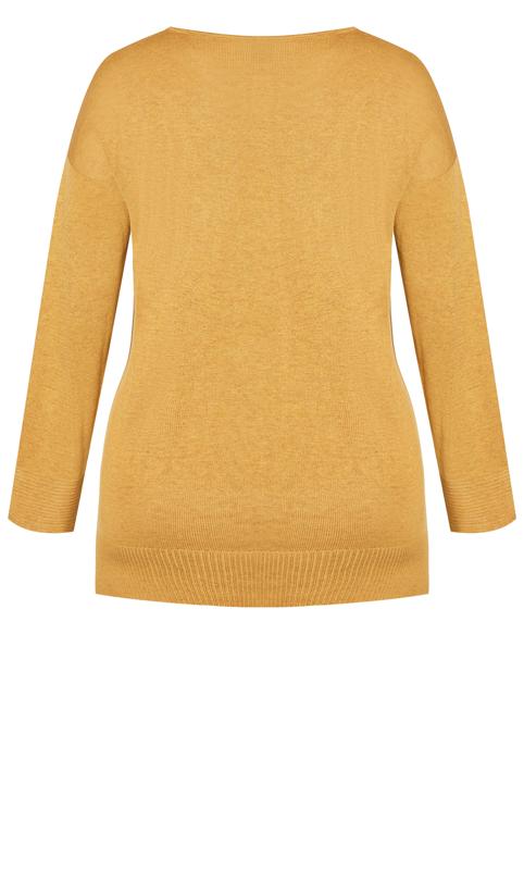 Evans Yellow Contrast Stitch Knitted Jumper 7
