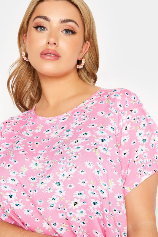 LIMITED COLLECTION Curve Pink Daisy Swing Top 4