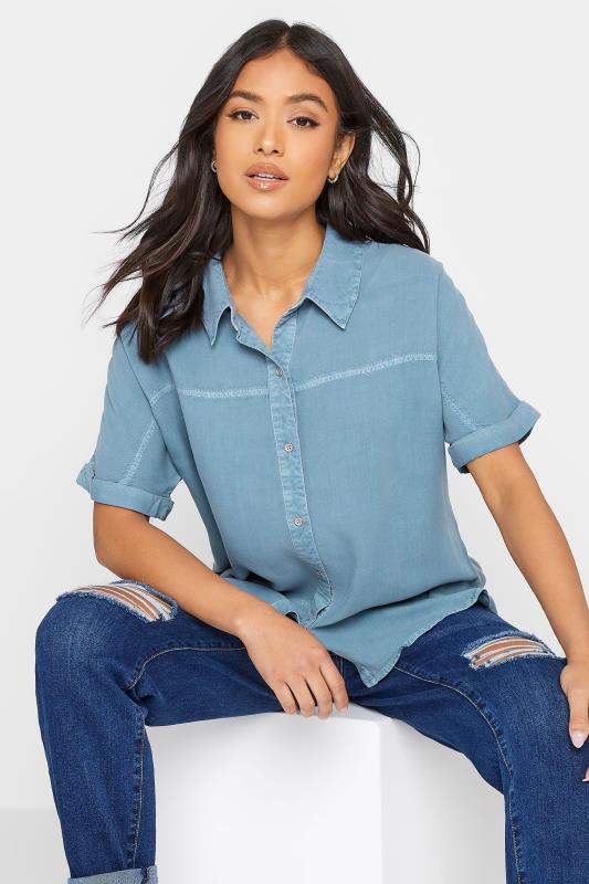 Petite Blue Short Sleeve Shirt | PixieGirl 4