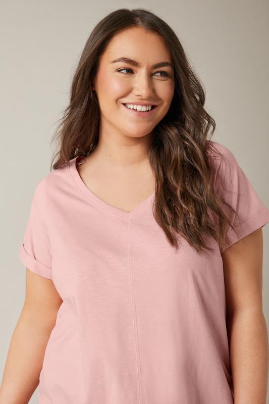 EVANS Plus Size Pink Pure Cotton T-Shirt | Yours Curve 5
