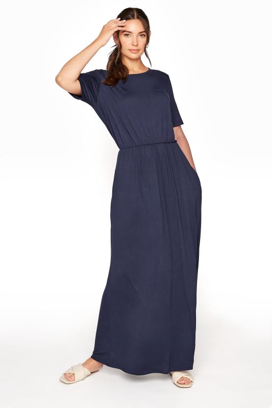 LTS Tall Navy Blue Pocket Midaxi Dress 2
