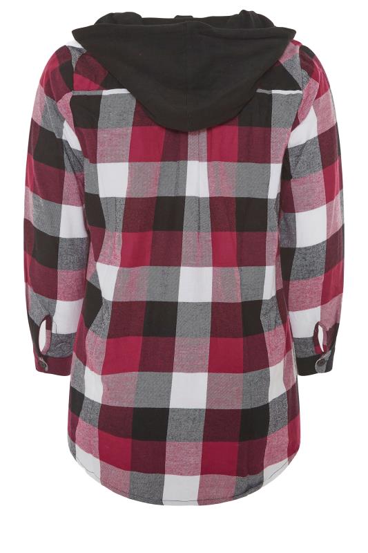Berry Pink & Black Check Hooded Shirt_BK.jpg