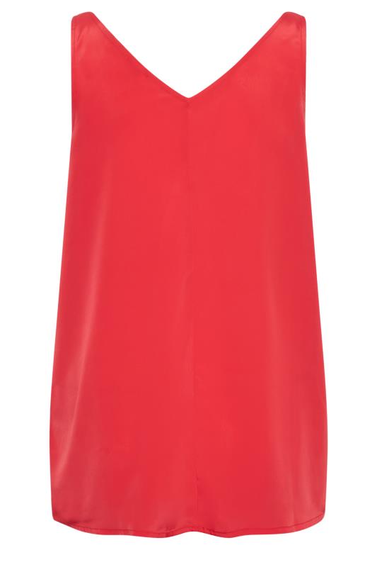 YOURS LONDON Plus Size Red Ruffle V-Neck Vest Top | Yours Clothing 7