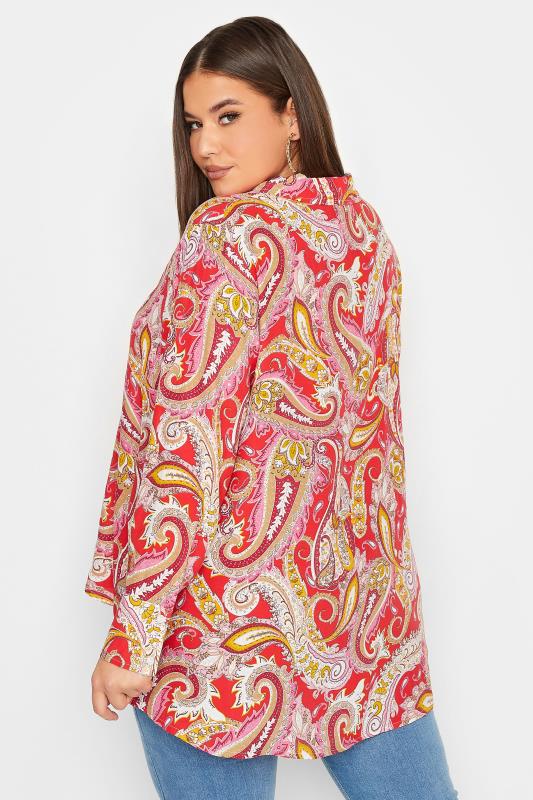 YOURS Curve Plus Size Pink Paisley Print Long Sleeve Shirt | Yours Clothing  4